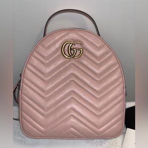 Gucci pink GG Marmont leather backpack